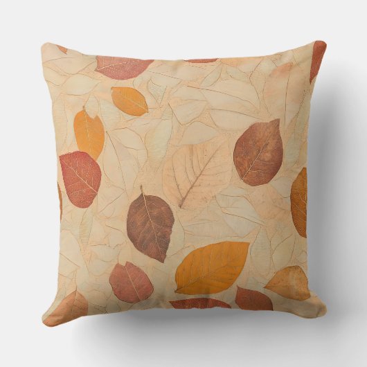 Autumn Whisper - Fall Leaves in Warm Earth Tones 2 クッション (裏面)