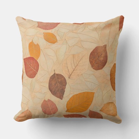 Autumn Whisper - Fall Leaves in Warm Earth Tones 2 クッション (正面)