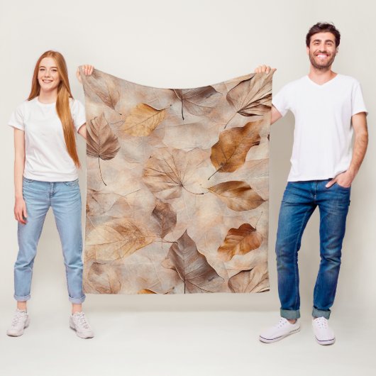 Autumn Whisper - Fall Leaves in Warm Earth Tones 5 フリースブランケット (インサイチュ)