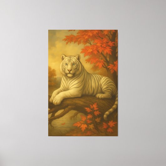 Autumn White Tiger – Fine Art Canvas キャンバスプリント (正面)
