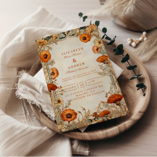 Autumn Wildflower Botanical Wedding 招待状