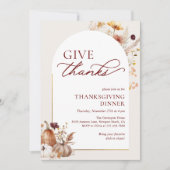 Autumn Wildflower Pumpkin Arch Thanksgiving Dinner 招待状 (正面)