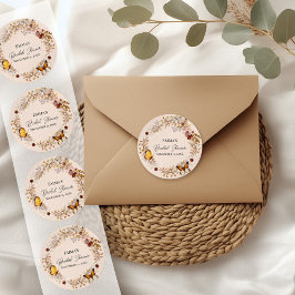 Autumn Wildflower Watercolor Bridal Shower Sticker ラウンドシール