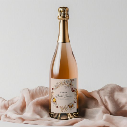 Autumn Wildflower Watercolor Wine Label Set ワインラベル