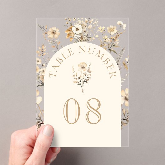 Autumn Wildflower Wedding Acrylic Table Number アクリル招待状 (インサイチュ (ポータブル))