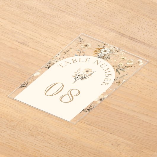 Autumn Wildflower Wedding Acrylic Table Number アクリル招待状 (レイダウン)