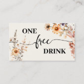 Autumn Wildflowers Free Drink Wedding Ticket Card 割引カード (正面)