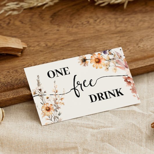 Autumn Wildflowers Free Drink Wedding Ticket Card 割引カード