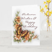 Autumn Wishesハッピーバースデーグリーティングカード カード (黄色い花)