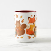 Autumn Woodland Animals Ceramic Mug マグカップ (中央)