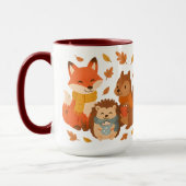 Autumn Woodland Animals Ceramic Mug マグカップ (左)
