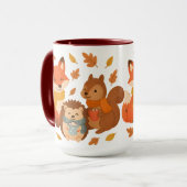 Autumn Woodland Animals Ceramic Mug マグカップ (正面左)