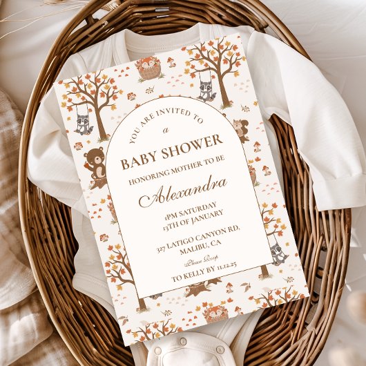 Autumn Woodland Baby Shower 招待状