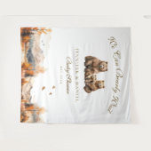Autumn Woodland Bear Family We Can Bearly Wait タペストリー (正面(横))