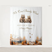 Autumn Woodland Bear Family We Can Bearly Wait タペストリー (正面)