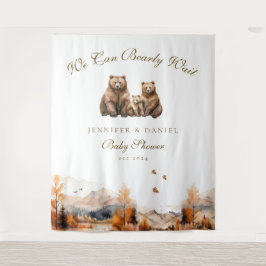 Autumn Woodland Bear Family We Can Bearly Wait タペストリー