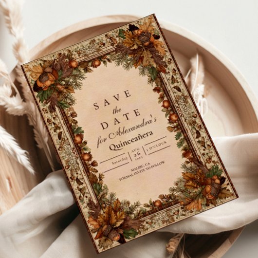 Autumn Woodland Botanical Quinceañera セーブザデート