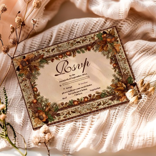 Autumn Woodland Botanical Quinceañera 出欠カード