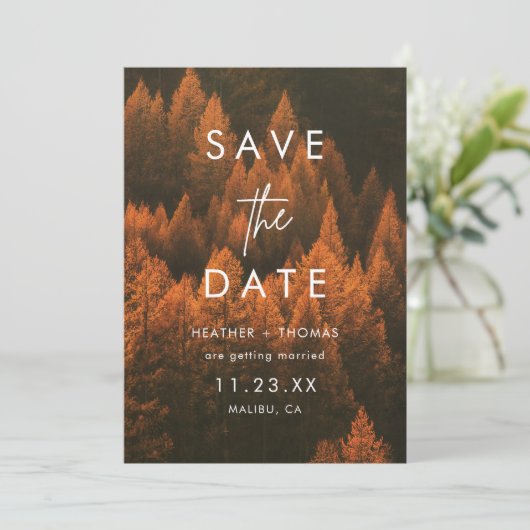 Autumn Woods Minimalist Save the Date (スタンド正面)