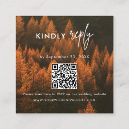 Autumn Woods Minimalist Wedding RSVP Card エンクロージャーカード