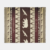 Autumn woods personalized cabin フリースブランケット (正面(横))