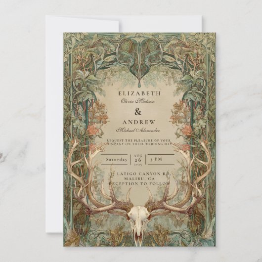 Autumn Woods Rustic Wedding 招待状 (正面)