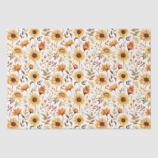 Autumn Yellow & Orange Sunflowers 薄葉紙 (正面)