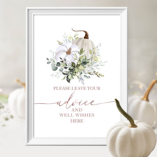 Autumnal Bridal Shower Advice and Wishes Card ポスター