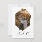 Autumnal Floral Foliage in Rustic Gold Photo Frame サンキューカード (正面)