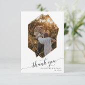 Autumnal Floral Foliage in Rustic Gold Photo Frame サンキューカード (スタンド正面)