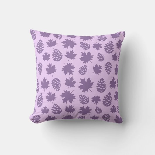 Autumnal Leafs in Purple Tones - Nature Pattern クッション (正面)