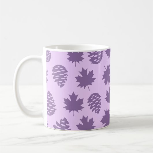 Autumnal Leafs in Purple Tones - Nature Pattern コーヒーマグカップ (左)