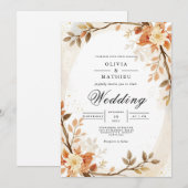 Autumnal Warmth Botanical Arch Wedding 招待状 (正面/裏面)