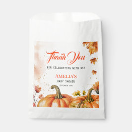 Autumnal Watercolor Thank You Pumpkin Baby Shower フェイバーバッグ