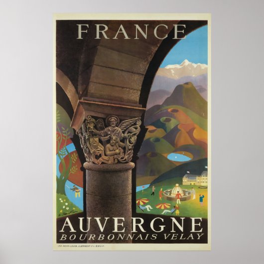 Auvergne，フランス，旅行ポスター ポスター (正面)