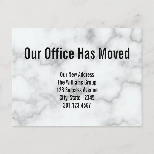 AUXマーブルエレガントオフィス引っ越し案内 案内ポストカード (正面)