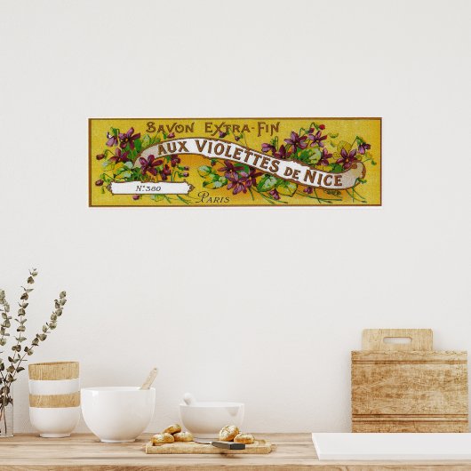 Aux Violettes De Nice Soap LabelParis，フランス ポスター (キッチン)