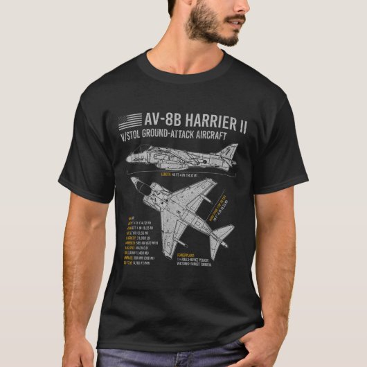 Av-8bハリアーII航空機戦争飛行機航空機ブラープ Tシャツ (正面)
