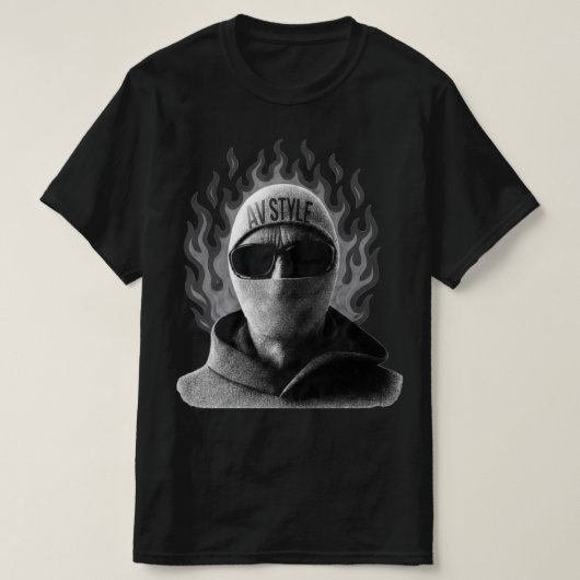AV STYLE Flame Masked Streetwear Tシャツ (デザイン正面)