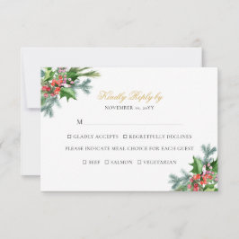Avaエレガント Christmas Greeneryの結婚食事の選択 出欠カード
