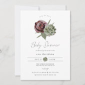 AVAブルゴーニュフローラ多汁砂漠の赤ちゃんシャワー 招待状 (正面)