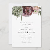 AVAボホブルゴーニュフローラ多肉性サボテン結婚ズ 招待状 (正面)