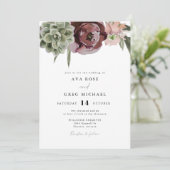 AVAボホブルゴーニュフローラ多肉性サボテン結婚ズ 招待状 (スタンド正面)