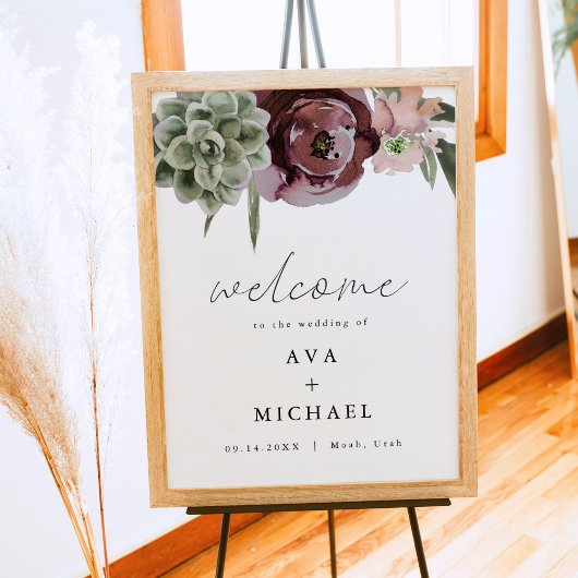 AVAボホブルゴーニュフローラ結婚の歓迎 ポスター