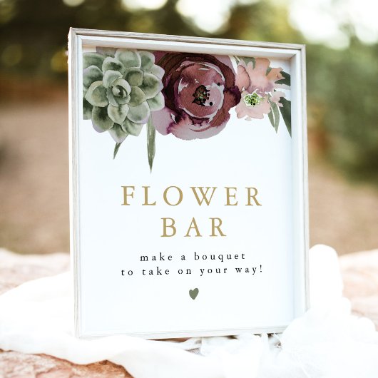 AVAボホブルゴーニュ多肉花バー標識 ポスター