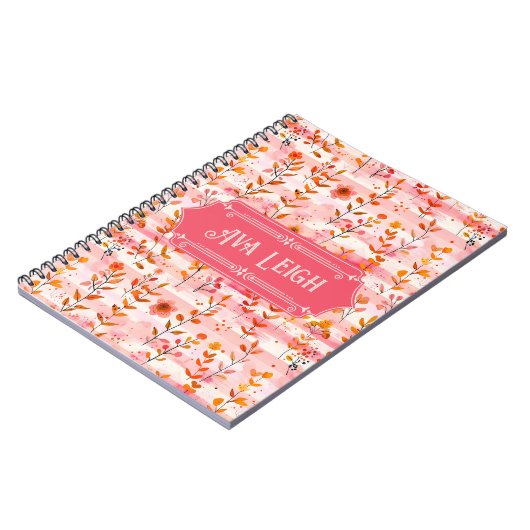 Avaリーピンクとオレンジウォーターのカラーフローラ ノートブック (左側)