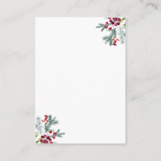 Ava金ゴールドクリスマス&グリーン結婚リーのウェブサイトRSVP エンクロージャーカード (裏面)