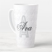Ava Custom Name  Black White Tumbler カフェラテマグ (左アングル)
