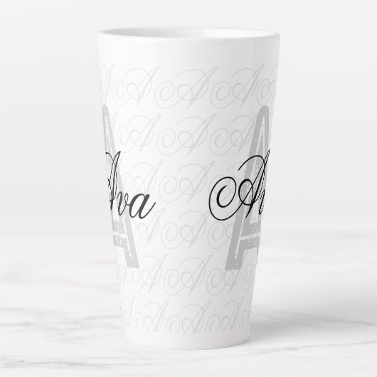 Ava Custom Name  Black White Tumbler カフェラテマグ (正面)