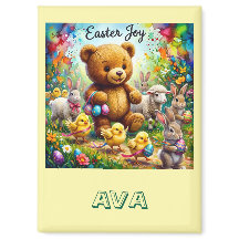 AVA ~ EASTER TEDDY BEAR Easter Chicks ~  Magnet